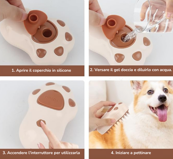 Cepillo mágico de vapor para mascotas