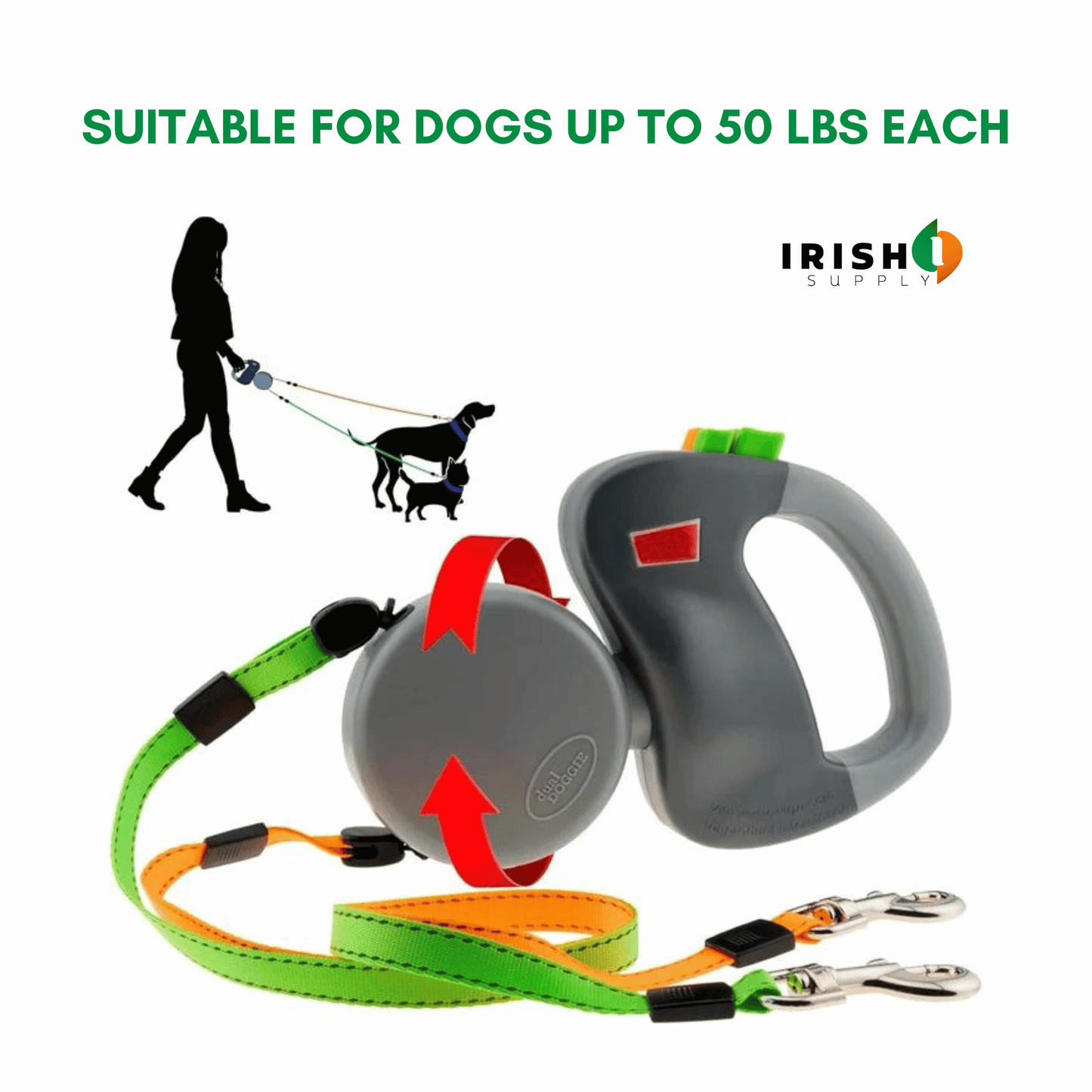 DUALWALK Two Dog Reflective Retractable Pet Leash
