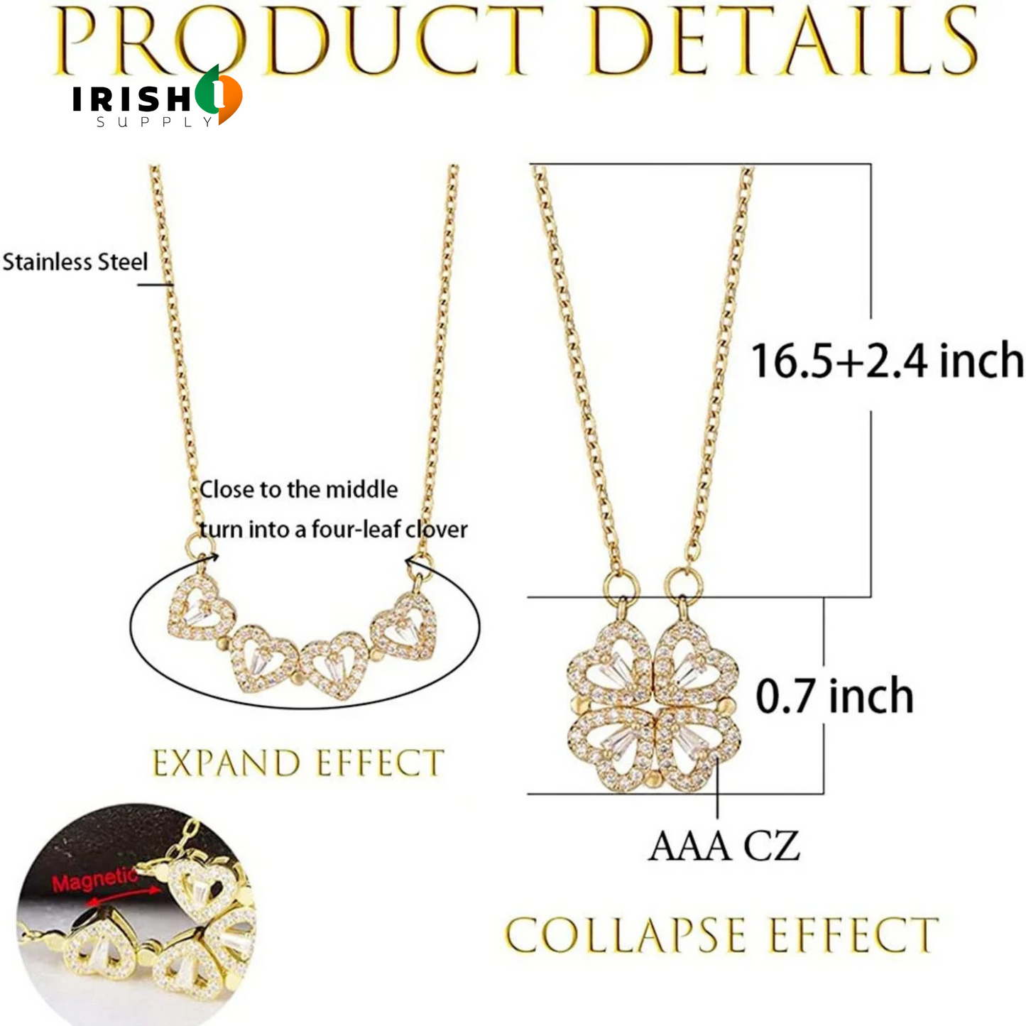 MAGNILOVE Magnetic Love Clover Necklace